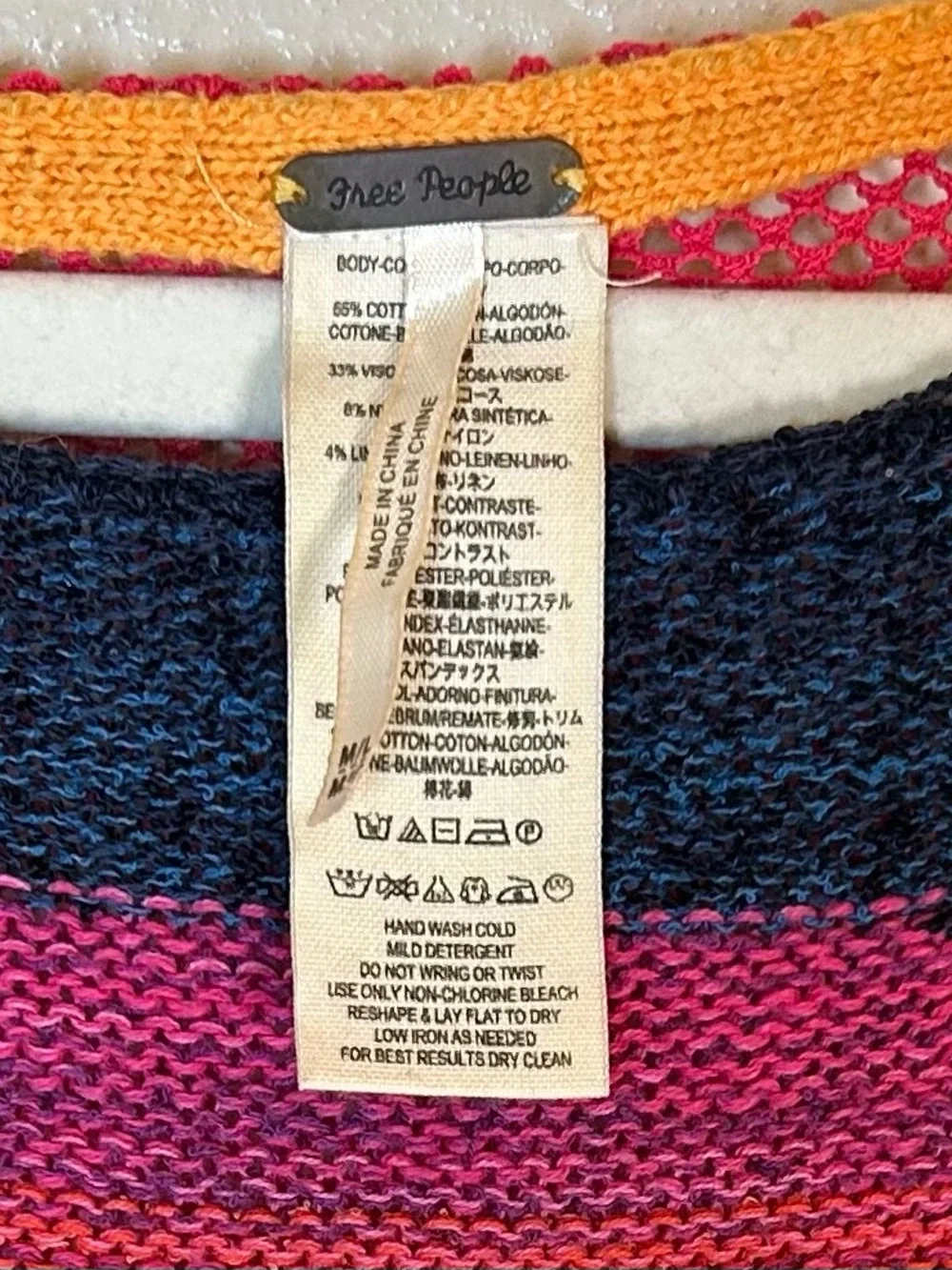 Free People Sunset Boho Fringe Poncho M/L Knit Festival Beach